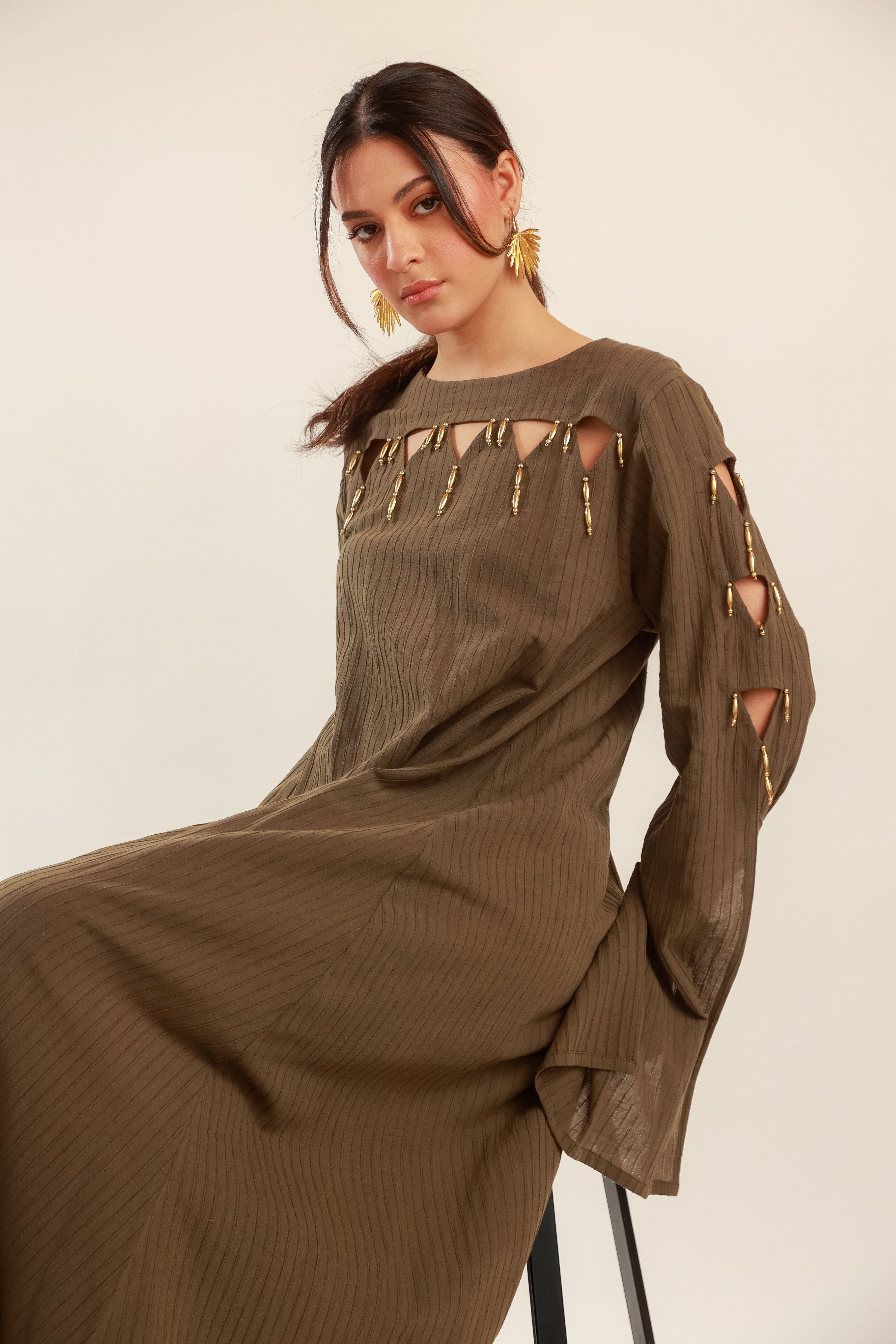Cut-out Neckline Dress