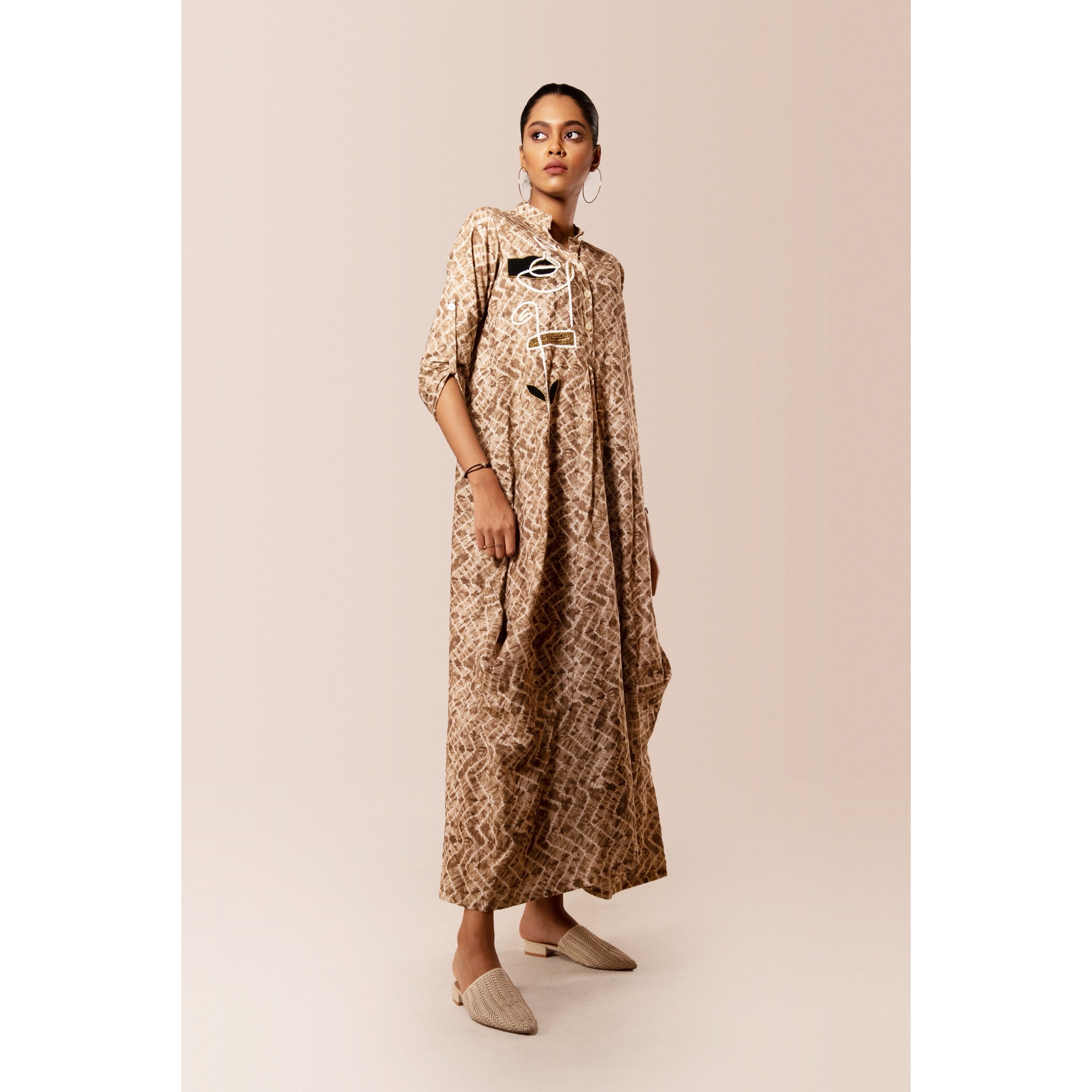 Printed cotton Embellished kaftan